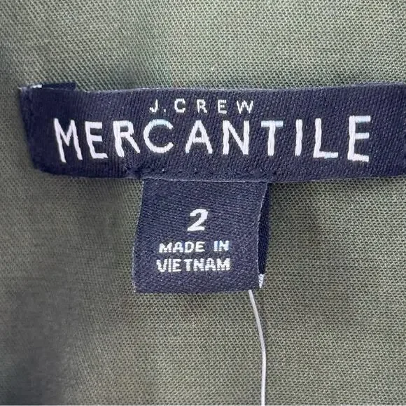 NWT J. Crew Mercantile Button Up Utility Shirt Dress in Deep Moss Green Size 2 - Picture 9 of 12